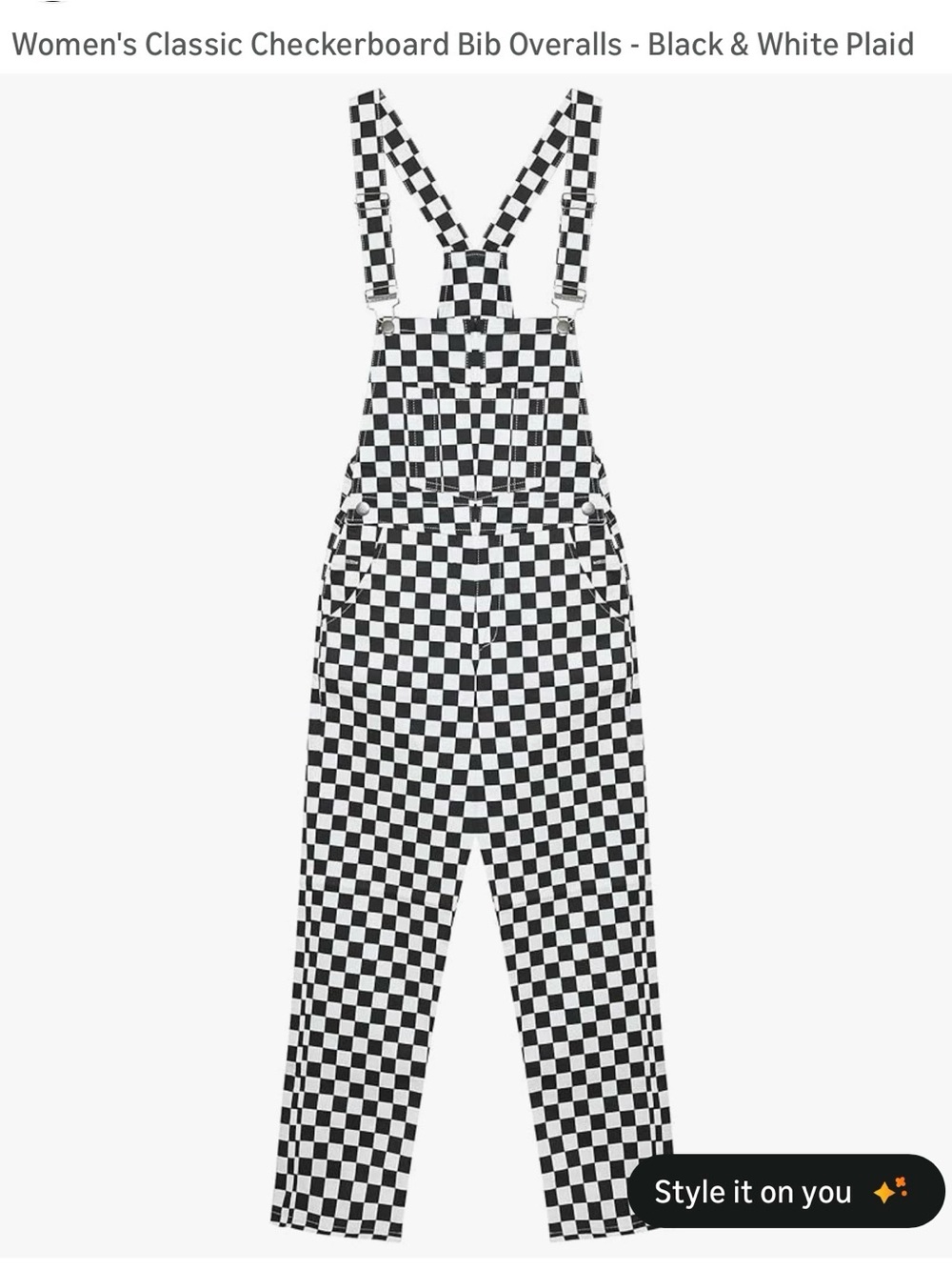 Checkerboard Bib Overalls - Black & White